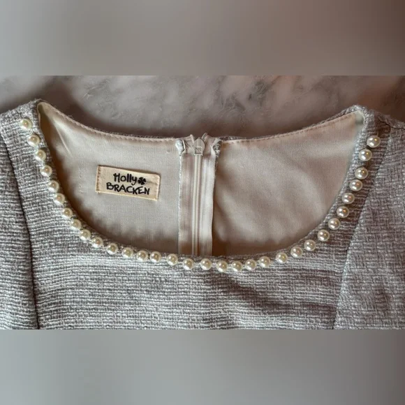 DRESS - Molly Bracken Pearl Trim Tweed & Tulle Dress (Small) - Picture 8 of 8